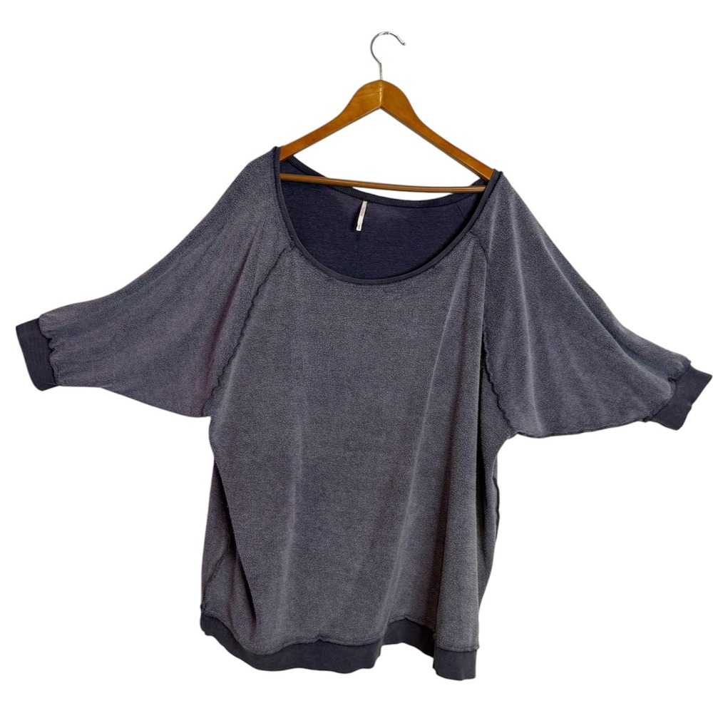 Free People Oversized Distressed Sweatshirt Size M Purple Slouchy Grunge
